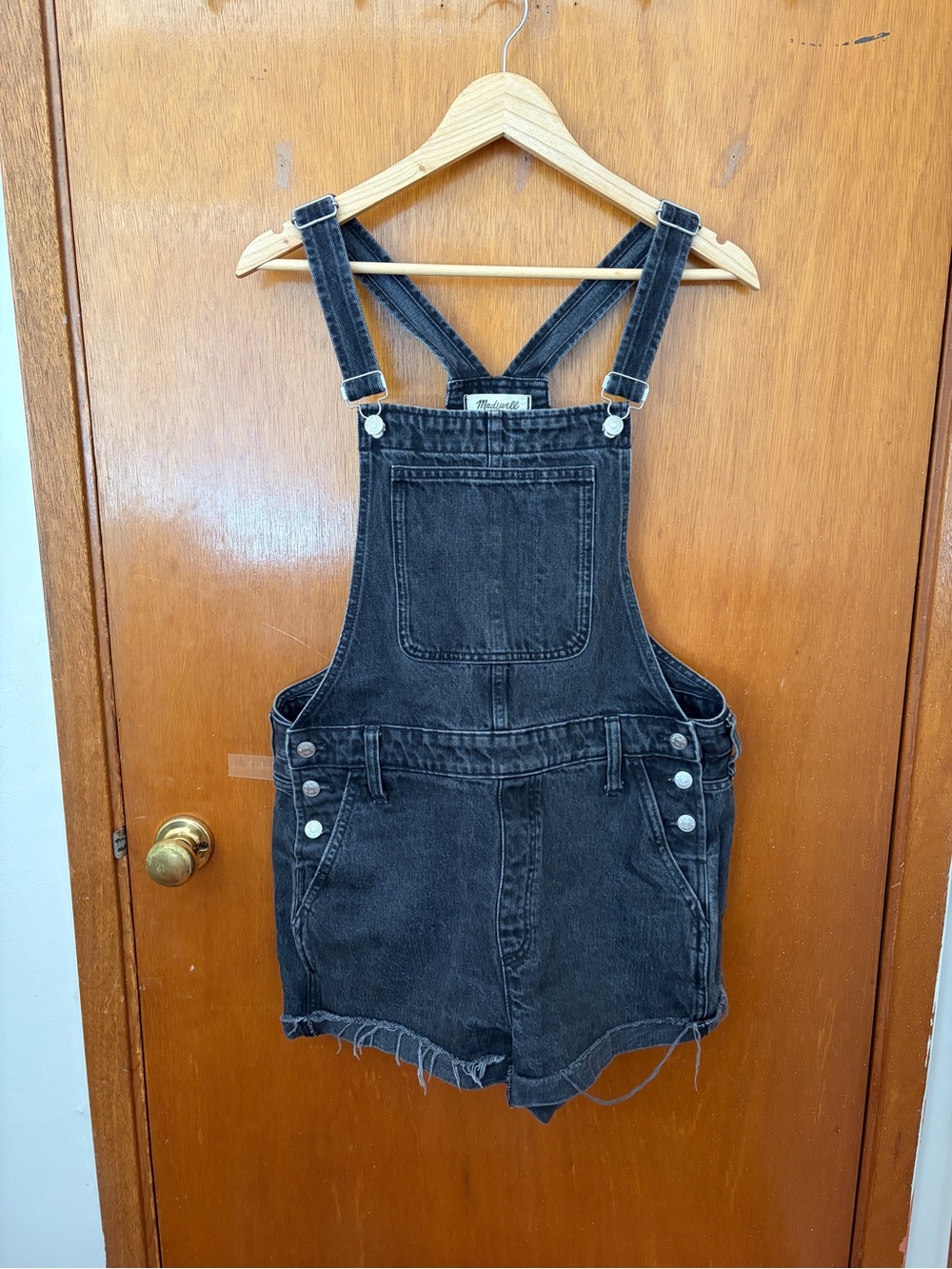 Madewell Black Denim Short Overalls